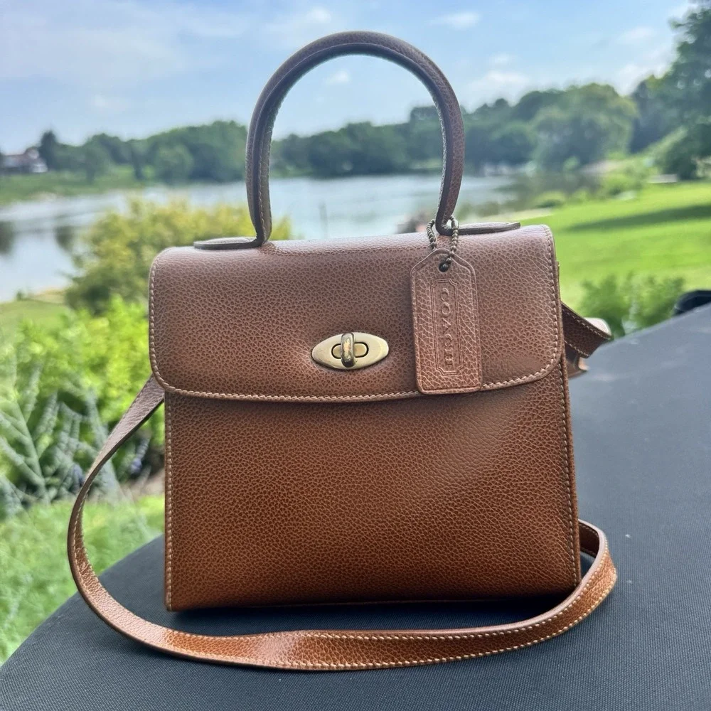 COACH Vintage Gracie Bag 4413 Leather Brown Turnlock Shoulder ~ Made In Italy